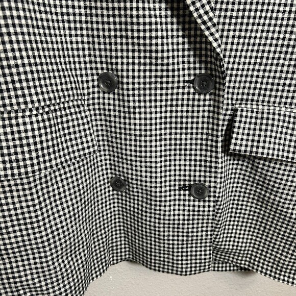 Abercrombie Fitch GIngham Linen-Blend Slouchy Blazer Jacket M Black Oversized - Picture 8 of 10